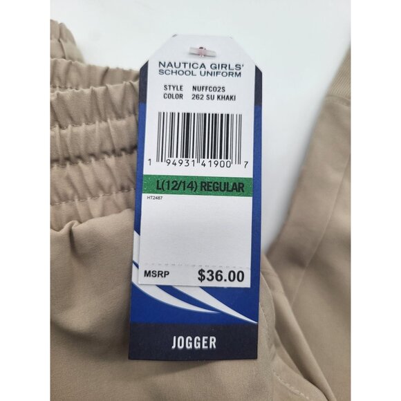 NAUTICA Girls LG 12/14 Jogger School Uniform Khaki Stretch Performance NWT Pants - Picture 4 of 7